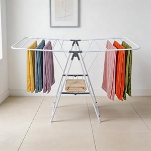 Séchoir à <span class=keywords><strong>linge</strong></span> pliable et portable personnalisable, sur pied, <span class=keywords><strong>grande</strong></span> capacité, avec ailes, en métal - Product Image 1