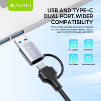 BAVIN Otg53 paduan Aluminium TPE 4 Port USB3.0 LAN RJ45 jaringan 1000mbps Data Hub Gigabit Ethernet Adapter untuk Laptop tablet