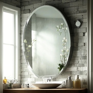 Miroir mural de salle de bain moderne personnalisable, ovale, à bords biseautés, transparent, sans cadre, argenté, sans plomb, miroirs décoratifs pour la décoration - Product Image 3