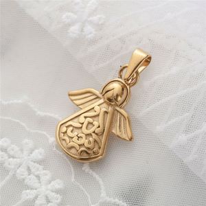 Pendentif breloque personnalisé en acier inoxydable, ange gardien priant, breloques bébé pour femmes - Product Image 3