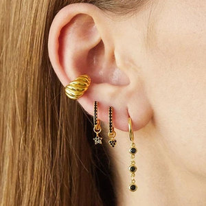 ROXI Fashion - Pendientes de Clip con Baño de Oro de 18K, Diseño Grueso y Trenzado, para Mujer - Product Image 4