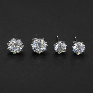 18K Gold Plated Round Moissanite <b>Stud</b> <b>Earrings</b> 2CT 6.5MM / 4CT 8MM D VVS1 Women's Bridal <b>Earrings</b> Wholesale Custom - Product Image 1