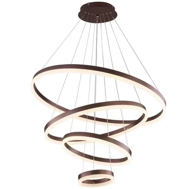 LED Modern Chandelier Gold black ring round Chandeliers Pendant living room Aluminum lamp
