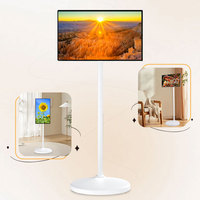 Téléviseur LED intelligent 27 pouces blanc avec écran tactile, support mobile, affichage sans fil, HDTV, autonomie de 6 heures