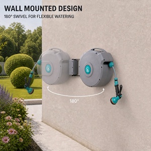Enrouleur de <span class=keywords><strong>tuyau</strong></span> d'<span class=keywords><strong>arrosage</strong></span> mural rétractable automatique de 10 m avec <span class=keywords><strong>tuyau</strong></span> en PVC 3 couches de 1/2 pouce et buse de pulvérisation pour l'<span class=keywords><strong>arrosage</strong></span> du jardin - Product Image 3