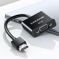 SAMZHE Convertisseur Vidéo HD Noir Brillant 1080P/60Hz vers VGA, Adaptateur avec Câble PVC de 12cm pour Ordinateur Portable, Boîtier TV, PS5, Moniteur, Projecteur
