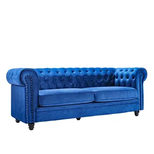 Alta Qualidade Sala Sala Lounge Sofá Conjuntos Sofá Tecido Azul Moderno Italiano Veludo Curvo Sofá