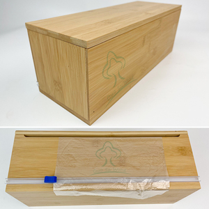 Dispenser per Sacchetti Sottovuoto in Bambù con Taglierina per Grandi Rotoli da 12 Pollici di Pellicola Trasparente, Alluminio e Carta Cerata - Product Image 4