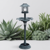 Bassin à oiseaux en résine en forme de feuille de lotus, à montage facile, alimenté par énergie solaire, écologique, résistant à la rouille, avec lumière LED intégrée et support remplissable pour