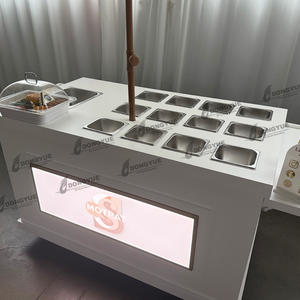 Carrito de Dulces Móvil Personalizado, Carrito de Comida Metálico, Carrito de Barra de Dulces con Caja de Luz LED con Logotipo - Product Image 6