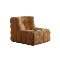 Sofá Cama Individual Moderno de Corduroy, Seccional, Plegable, Envasado al Vacío, Relleno de Esponja de Alta Densidad, Diseño Minimalista para Sala de Estar