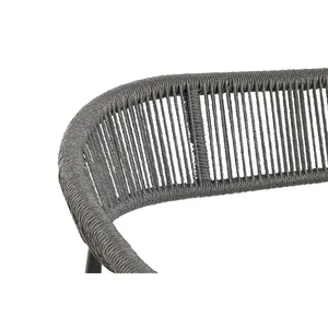 Sofá de Ratán y Aluminio, 131x55x76 cm, 2 Plazas, Negro - Product Image 4