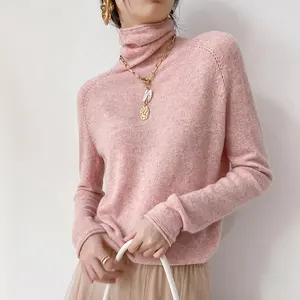 New wool cashmere integrated seamless sweater pile neck bottom shirt thin 100 cashmere blouse women