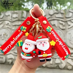 Christmas Ornaments Series Gifts Bulk Tree PVC Keychain Charms Silicone Snowman Santa Claus 3D Cartoon