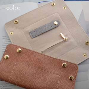 Creative PU jewelry bag, foldable jewelry box, <b>ring</b>, earring, and <b>necklace</b> storage rack, simple and stylish jewelry tray - Product Image 4