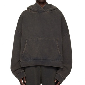 Prix d'usine Sweat à capuche épais pour homme, personnalisable, à capuche ample, épaules tombantes, coupe ample, effet délavé - Product Image 1