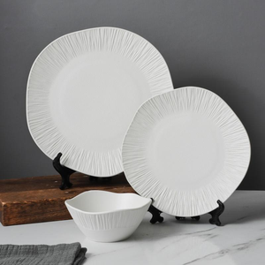 Classic American Style Dinnerware <b>Set</b> Ceramic Bone China Plates Bowls Utensils Kit OEM/ODM Dishwasher Safe Eco-Friendly Heat - Product Image 1