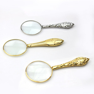 European Style Gold Plated Handheld Magnifier 50 Mm Glass Lens For Reading Books And Newspapers - Product Image 1