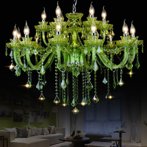 Lustres en cristal de style forêt verte Jiuyi European Colored Crystal Lights pour la décoration de chambre, d'hôtel et de mariage - Product Image 1