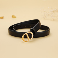 Ceinture en cuir véritable noire pour femme avec boucle rose, accessoire élégant de design tendance