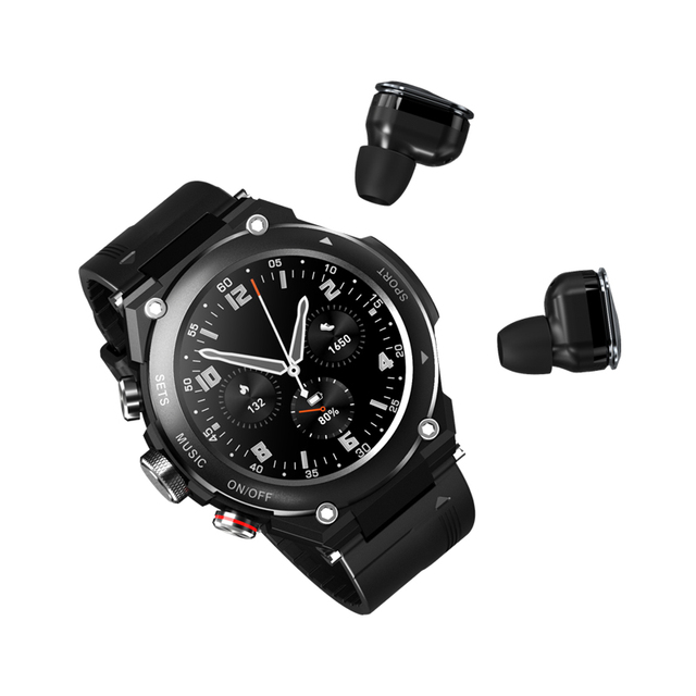 Fashion TWS Wireless Earbuds 1.28inch 2 in 1 Smart Watch Bracelet T92 Heart Rate Blood Pressure Sports Waterproof Smartwatch