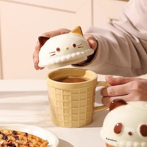 Cute Cartoon Animal Design Ice-Cream Cone <strong>Mug</strong> Lid High-Style Creative Breakfast Cup for Home Use Ceramic <strong>Mug</strong> for <strong>Childrens</strong> - Product Image 3