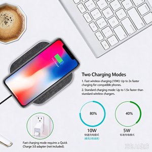 Chargeur sans fil portable personnalisé OEM en alliage d'aluminium CNC, tissu et cuir PU, chargeur rapide de bureau - Product Image 6
