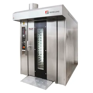 Large Capacity 32 Tray Professional Pizza Biscuit Rotary Rack Oven Bakery Equipment Diesel Electric Rotary Ovens for Bakery