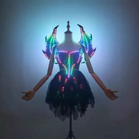 Jupe LED Lumineuse RICHSHINING pour Scène, Ailes de Démon Cosplay, Tenue LED Colorée Sexy pour Femmes, Idéale pour Fêtes et Bars