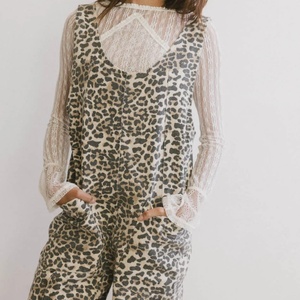 Mode femmes léopard Jeans poche Baggy combinaison salopette jarretelle pantalon décontracté pantalon - Product Image 5