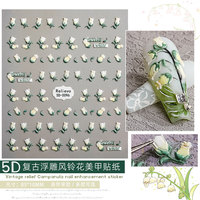 Stiker Kuku Gel Relief 5D Motif Bunga Sayap Kecil Ramah Lingkungan Plastik Custom Grosir