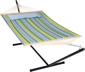 Danlong Venta caliente hamaca doble portátil con soporte de acero al aire libre interior Camping hamaca acolchada con almohada - Product Image 5