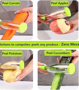Pelador de Verduras Manual Multifuncional de Acero Inoxidable con Contenedor de Plástico, Pelador de Frutas para Zanahoria, Patata y Manzana - Product Image 2