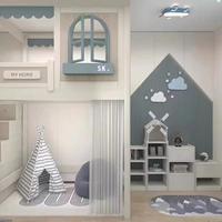 Lit d'enfant avec armoire Castle Tree House Lit superposé avec toboggan Matériau en bois Petit appartement Lit Bureau Armoire Combinaison