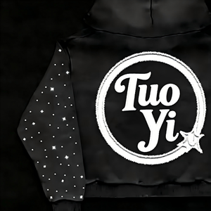 Felpa con Cappuccio da Uomo di Alta Qualità in Puro Cotone, Stile Street Vintage Sportivo con Ricami e Strass Termoadesivi - Product Image 4