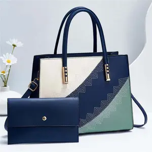 2023 neue 3 Farbe Patchwork Leder Einkaufstasche Schulter benutzer definierte Frauen Handtaschen Großhandel Taschen Frauen Damen große Handtasche Set