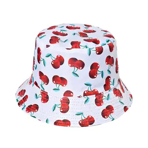 Custom Allover Printed Designer Logo 100% Cotton / Polyester Summer Reversible Bucket Hat