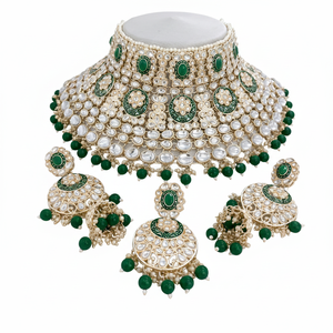 <b>Indian</b> Traditional High Quality Ethnic Gold Plated Copper Zircon Necklace Earring Sets Trendy Women Girls Wedding Party - Product Image 2