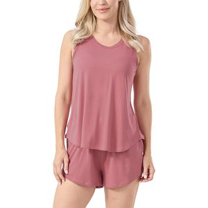 Ensemble pyjama femme personnalisé, débardeur et short, 2 pièces, vêtements de nuit sans manches en viscose de bambou - Product Image 3