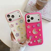 Casing HP Lichicase Silikon Lembut Lucu untuk iPhone 13 13 Pro 13 Pro Max Motif Bintang Bulan, Penutup Belakang Bernapas