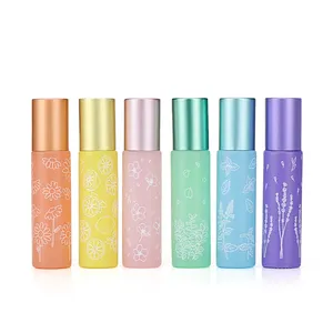 2021 supplier frosted cosmetics unique perfume oil roll on glass bottles with roller ball for packing