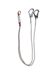 Cuerda de Seguridad Industrial Extensible con Doble Elástico y Amortiguador de Impactos, Certificación EN361:2002, Anillo en D de Acero, Poliéster - Product Image 1