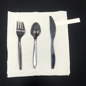 เซวิเช่พลาสติกสีดำสำหรับเด็กชุดเครื่องใช้บนโต๊ะอาหารแบบใช้แล้วทิ้ง6 9นิ้วชุดช้อนและส้อมใช้ในงานปาร์ตี้ - Product Image 3