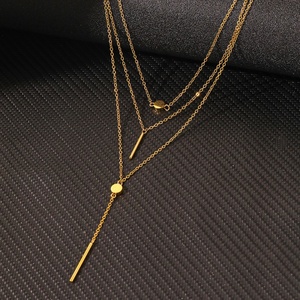 Collier Pendentif Long à Pampilles Multicouches en Acier Inoxydable Minimaliste, Ne Ternit <span class=keywords><strong>Pas</strong></span>, Bijoux Bohèmes pour Femme - Product Image 6