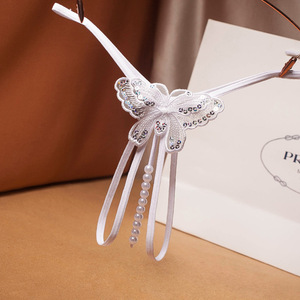 透明なクロッチレスセクシーなパールショーツ下着女性のレース刺繍蝶ひもGひもTパンツパンツ - Product Image 3