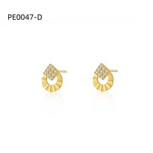 ต่างหูแฟชั่นเซอร์โคเนียสตั๊ด PE0047 สำหรับผู้หญิงเครื่องประดับคุณภาพสูง - Product Image 2