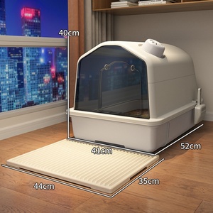 Meilleure vente sans odeur forme de maison boîte à litière automatique pour animaux de compagnie fermée bac à sable pour chat - Product Image 4