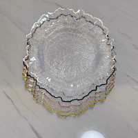 Assiette de Présentation en Gros 13 Pouces en Plastique Transparent Réutilisable Élégante Doré Rose pour Décoration de Mariage, Fête, Banquet, Anniversaire, Festival