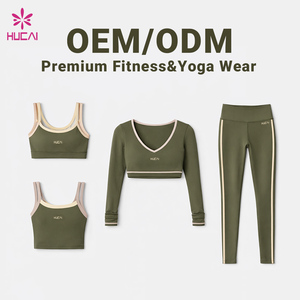 OEM HUCAI Custom Manufacturer High Quality <strong>Nylon</strong> Spandex Side Color Blocking Stripe Gym Workout Activewear Yoga Pants <strong>Leggings</strong> - Product Image 1