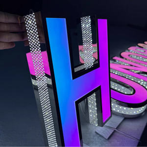 Custom <b>LED</b> RGB Neon <b>Letter</b> Sign H Mirror Effect Multi Color Static Display Plug Powered Wall Mount Decoration for Event Party - Product Image 1